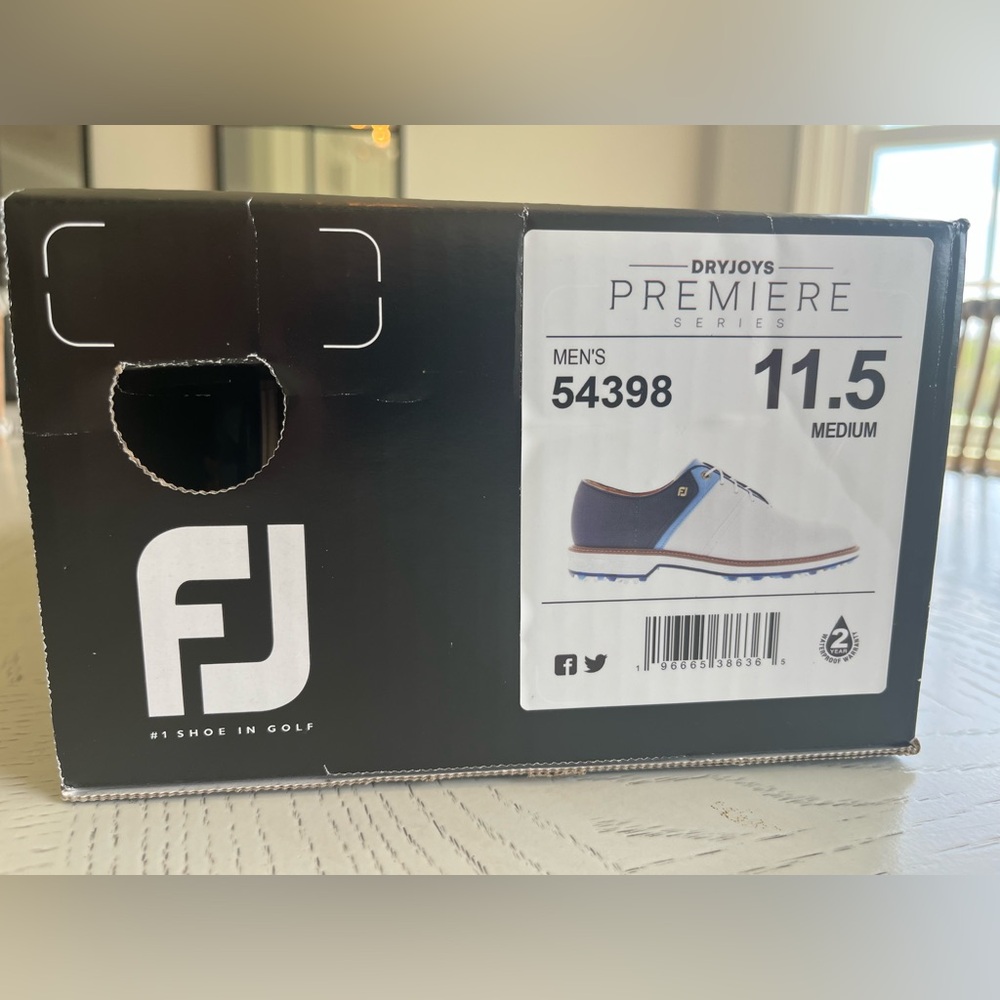FootJoy DryJoys Premiere Men’s Golf Shoes - White/Blue/Brown